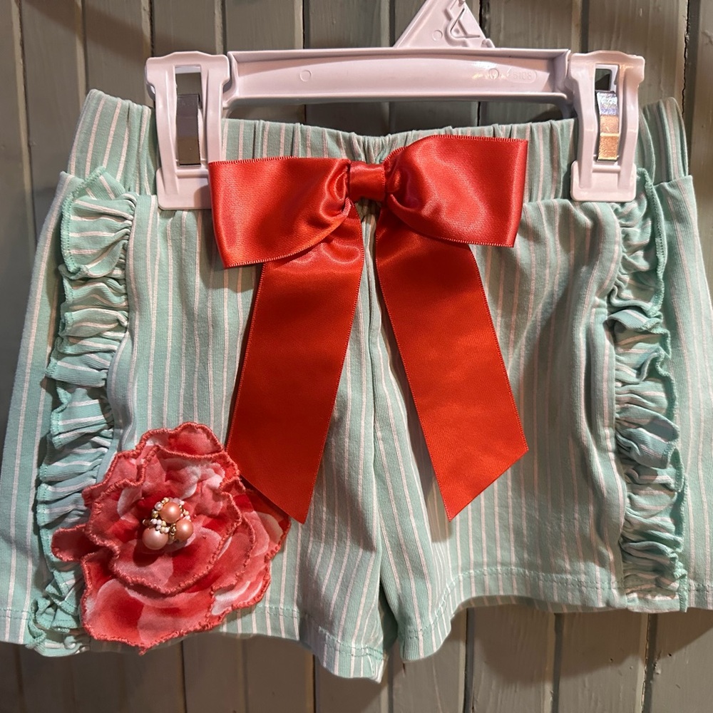Hand-Embellished Shorts | Floral Beading & Bow